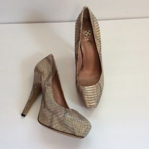 Vince Camuto snake print platform heels